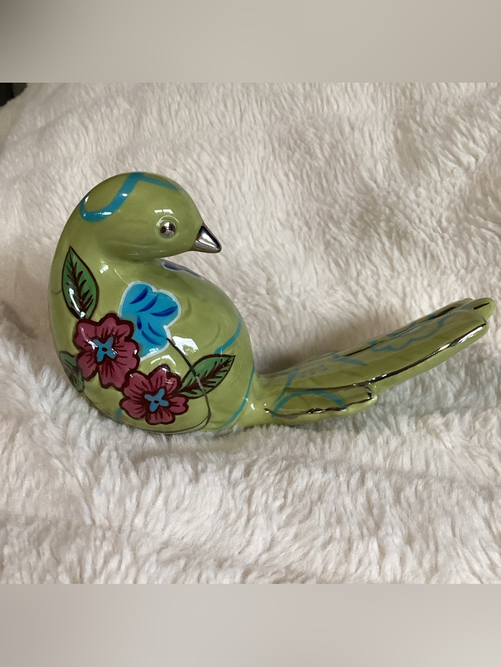 Vintage Tracy Porter Ceramics Green Bird Figurine Unique & Rare 3” Tall 5” Long